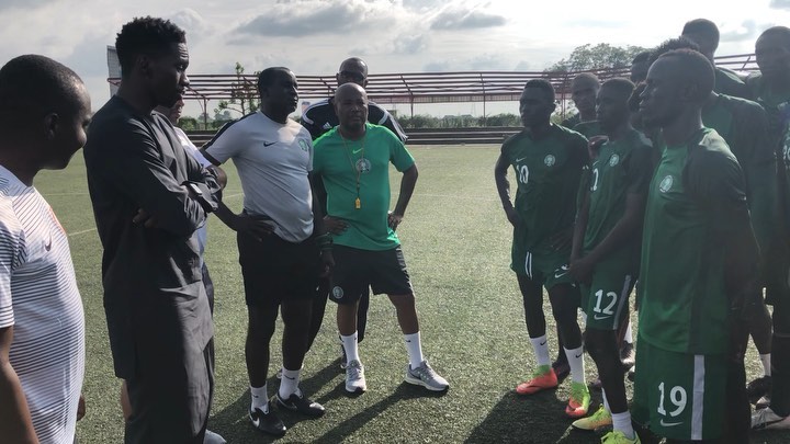 Super Eagles Defender Omeruo Visits Flying Eagles Camp In Abuja [VIDEO]