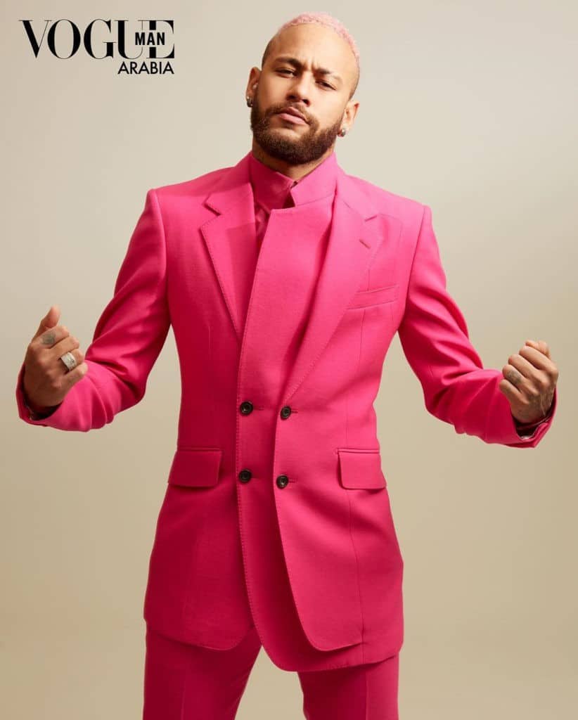 Neymar UNVEILS New Pink Hair Look On Front Cover Of Vogue 2 neymar New Pink Hair Look Vogue