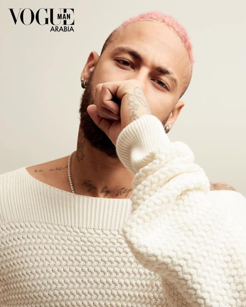 Neymar UNVEILS New Pink Hair Look On Front Cover Of Vogue 3 neymar New Pink Hair Look Vogue
