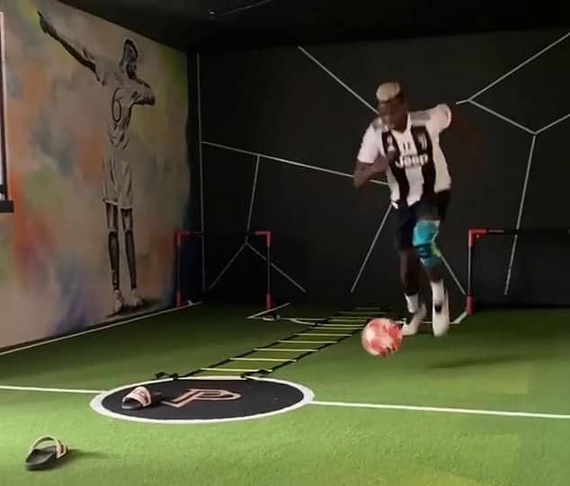 Paul Pogba Turns His House Into Mini Football Pitch And Practices With His Wife 1 Paul Pogba House Mini Football Pitch