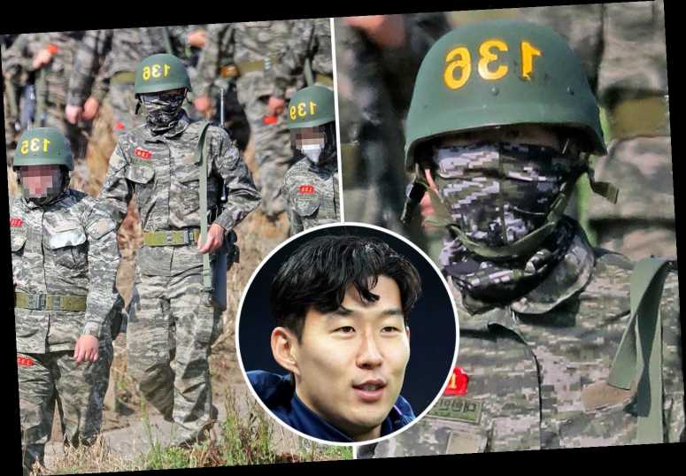 PICTURED: Son Heung-min Carries Gun In Army Gear For South Korea Military Service