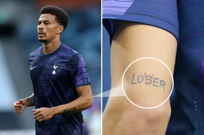 Dele Alli Shows Off âLoser/Loverâ Tattoo After One-Match Ban 1 Dele Alli Loser/Lover Tattoo