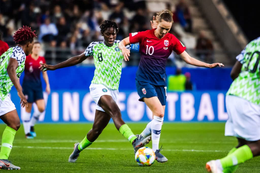 Asisat Oshoala in action for the Super Falcons