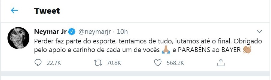 After Losing UCL Final Neymarâs Tweet Goes Viral For Awkward Mistake 1 NEYM