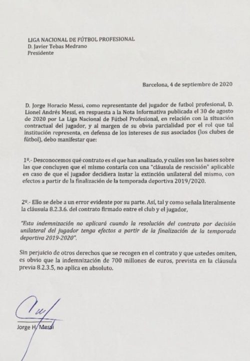 Lionel Messiâs Father Sends Copy Of Barcelona Dispute Letter Online 1 mesj