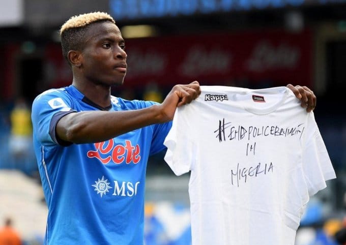 Osimhen Celebrates First Serie A Goal With #Endpolicebrutality Shirt 1 osim2
