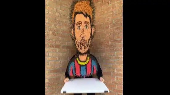 Artist Crafts Lionel Messiâs Portrait With Rice 1 Lionel Messis Portrait With Rice