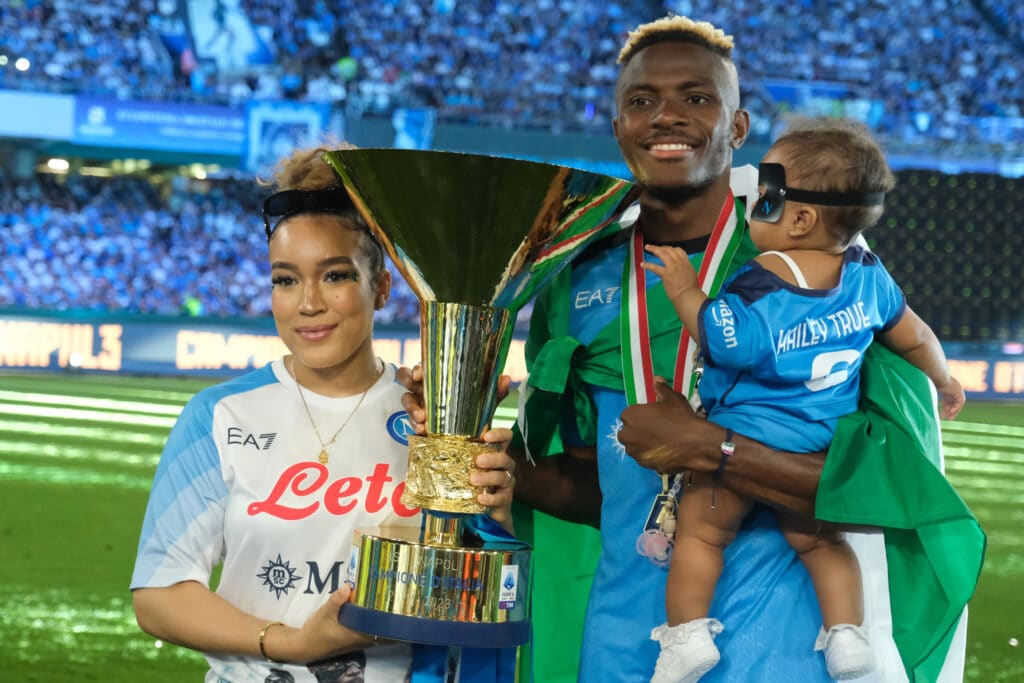 Super Eagles and Napoli striker Victor Osimhen with his girlfriend