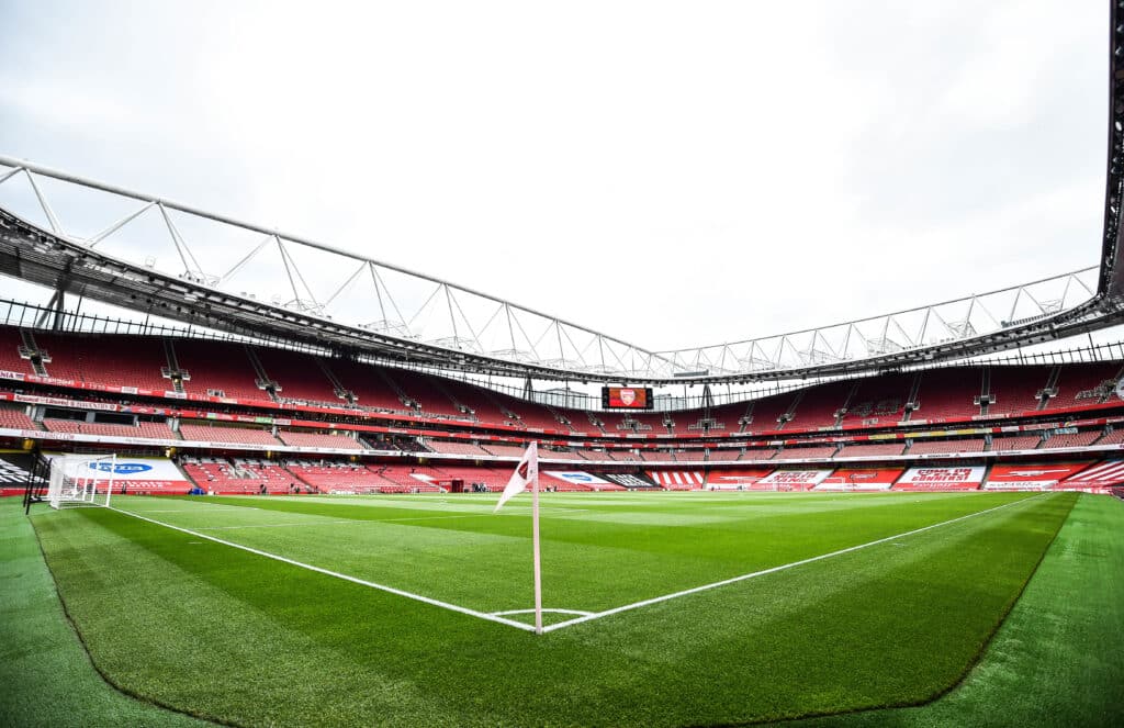 General view of the empty Emirates Stadium before the Premier League match at the Emirates Stadium, London. 