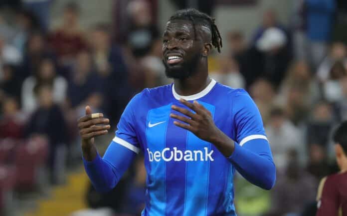 Super Eagles striker Tolu Arokodare in action for Genk Tolu Arokodare – Salary, FIFA rating, Net Worth, Stats