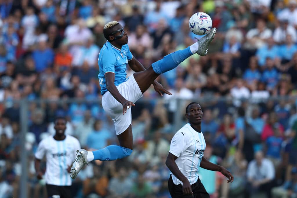 Napoli's Victor Osimhen tries to control the ball