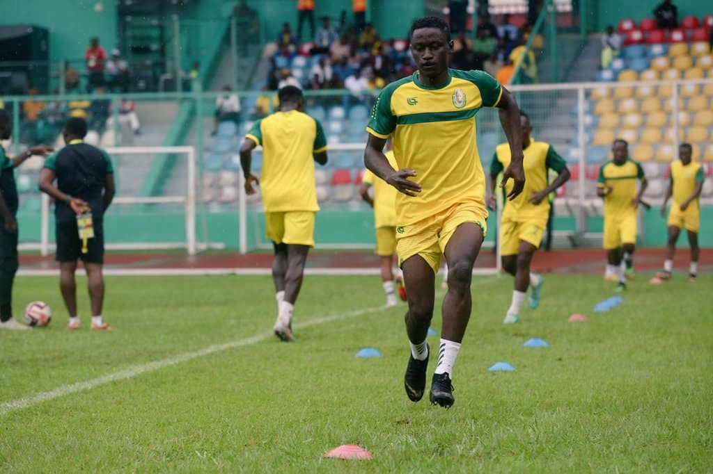 Bendel Insurance player training ahead of RSB Berkane vs Bendel Insurance clash