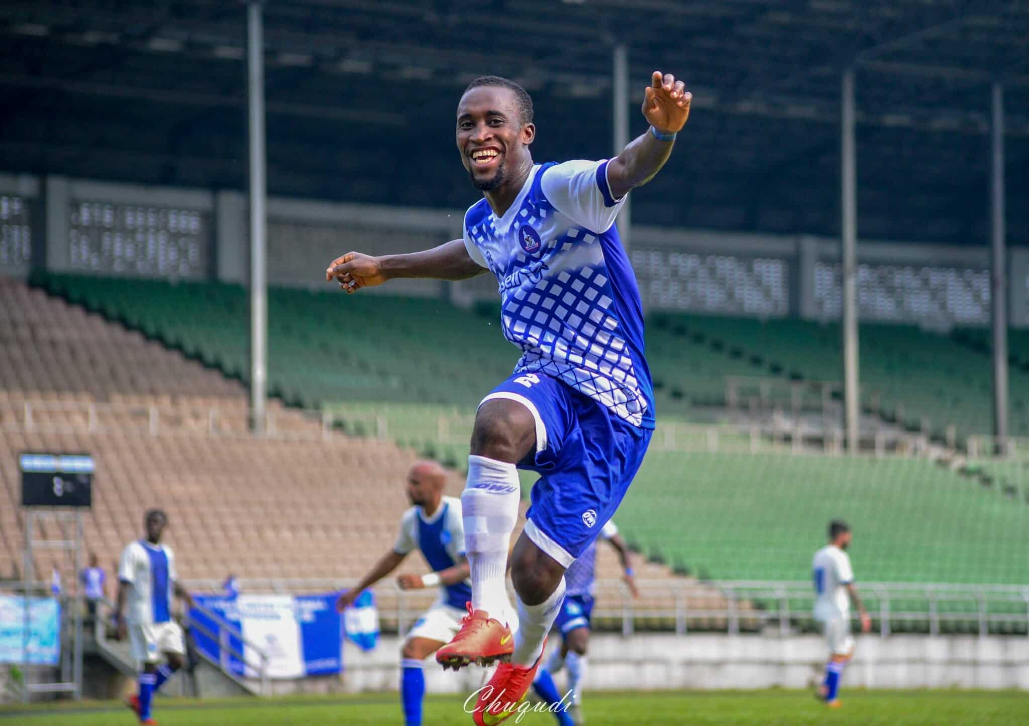 Rivers United top goal scorers EVER 5 Godwin Aguda celebrating a goal for Rivers United