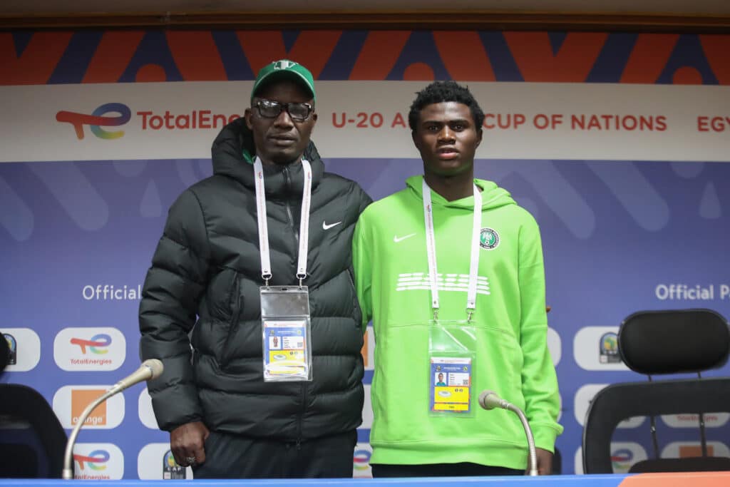 Nigeria Coach Ladan Bosso and Daniel Daga of Nigeria during the 2023 Africa Cup of Nations U20 Nigeria Press Conference 