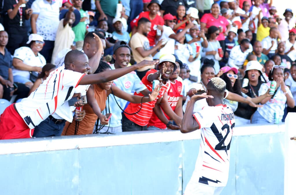 3 key battles that will decide Orlando Pirates vs Jwaneng Galaxy CAF Champions League clash 1 Daniel Msendami of Jwaneng Galaxy celebrates his goal with fans during the CAF Champions League 2023/24 game between Jwaneng Galaxy and Orlando Pirates