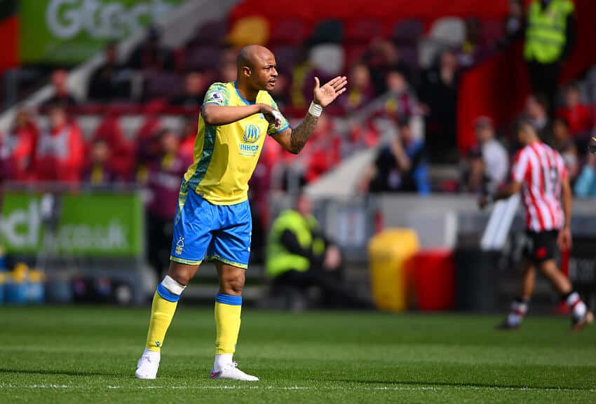 Andre Ayew in action for Nottingham Forest