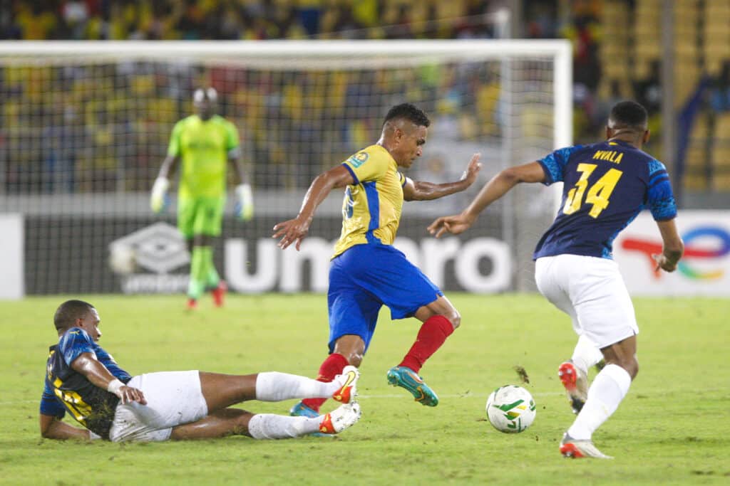 Mamelodi Sundowns CAF Champions League record: Masandawana's success story 1 Andile Jali of Mamelodi Sundown during the CAF Champions League 2021/22 quarterfinal match