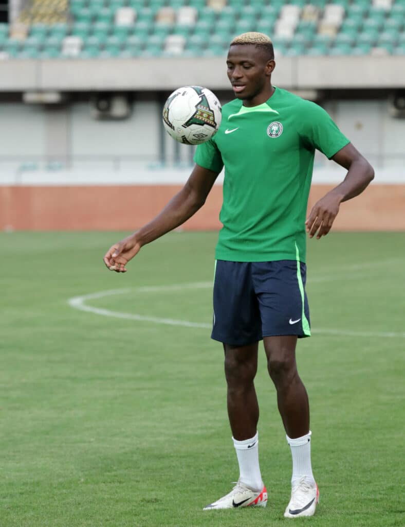 Osimhen only behind three players in Nigeria's top goalscorer list 1 Osimhen controls the ball during training