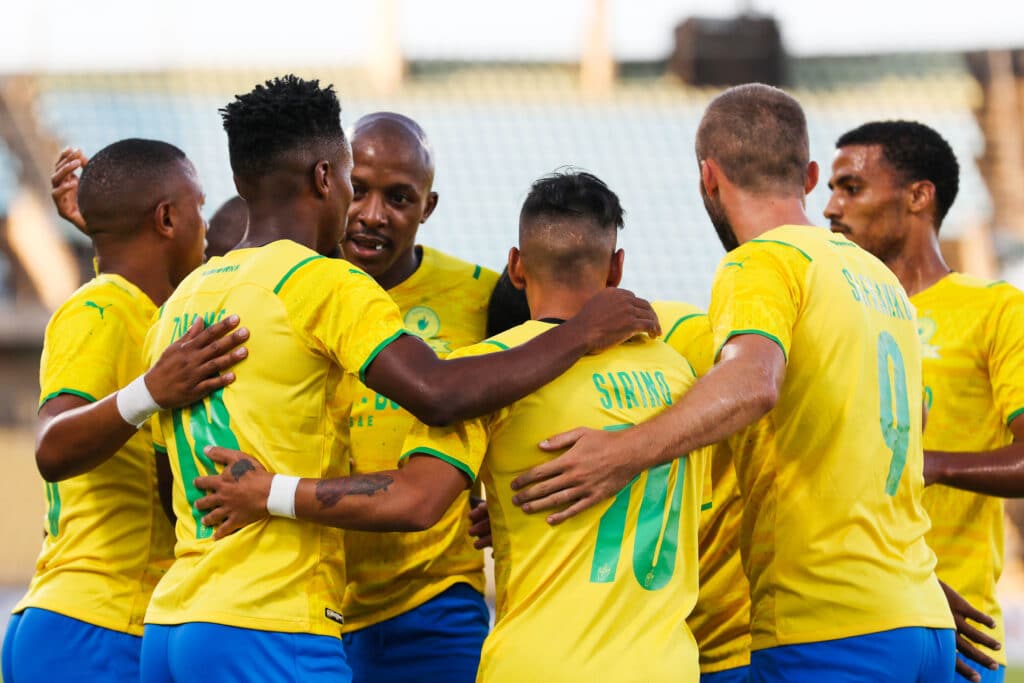 Mamelodi Sundowns CAF Champions League record: Masandawana's success story 2 Themba Zwane of Mamelodi Sundowns celebrates goal with teammates during the CAF Champions League 21/22