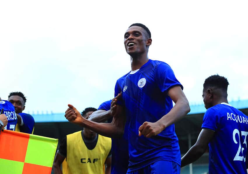 Alex Oyowah of Rivers United in action for his team