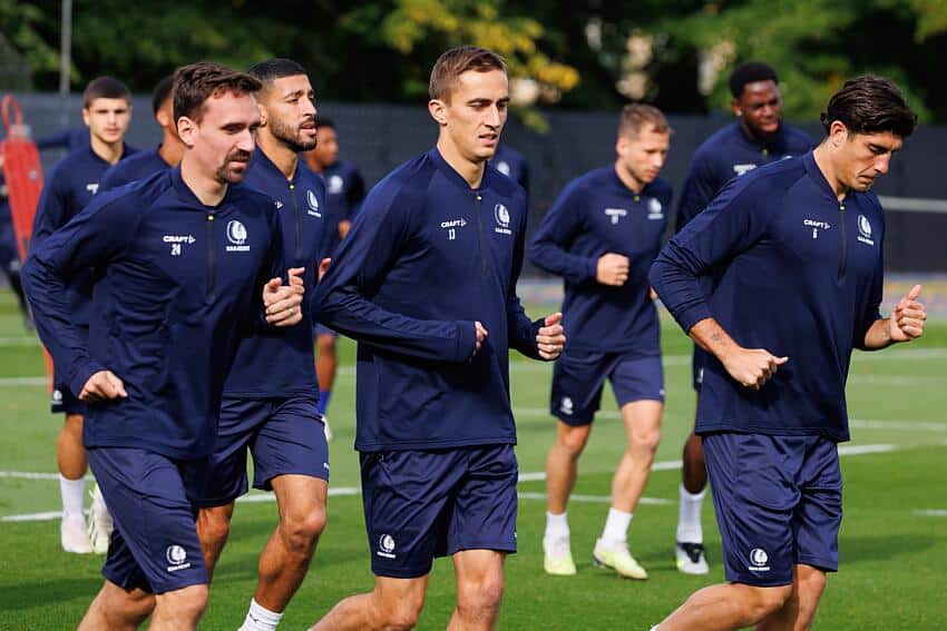 Gent players training ahead of Conference League game with Maccabi Tel Aviv