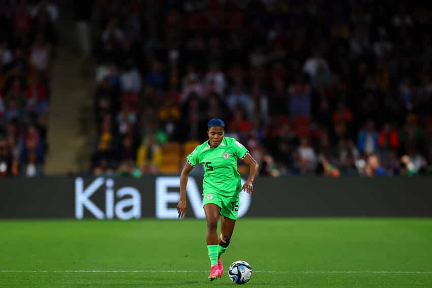Rasheedat Ajibade of the Super Falcons in action