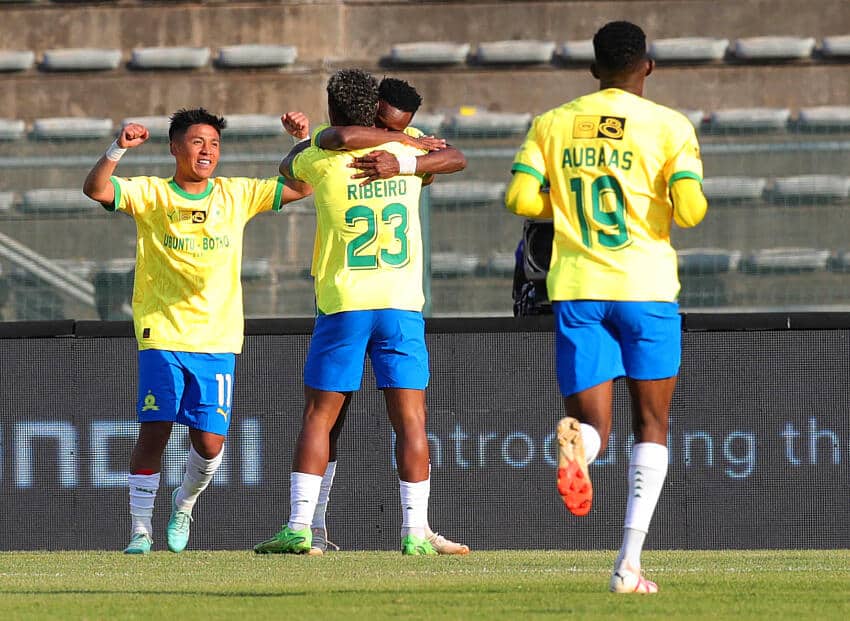 Mamelodi Sundowns players celebrating a goal