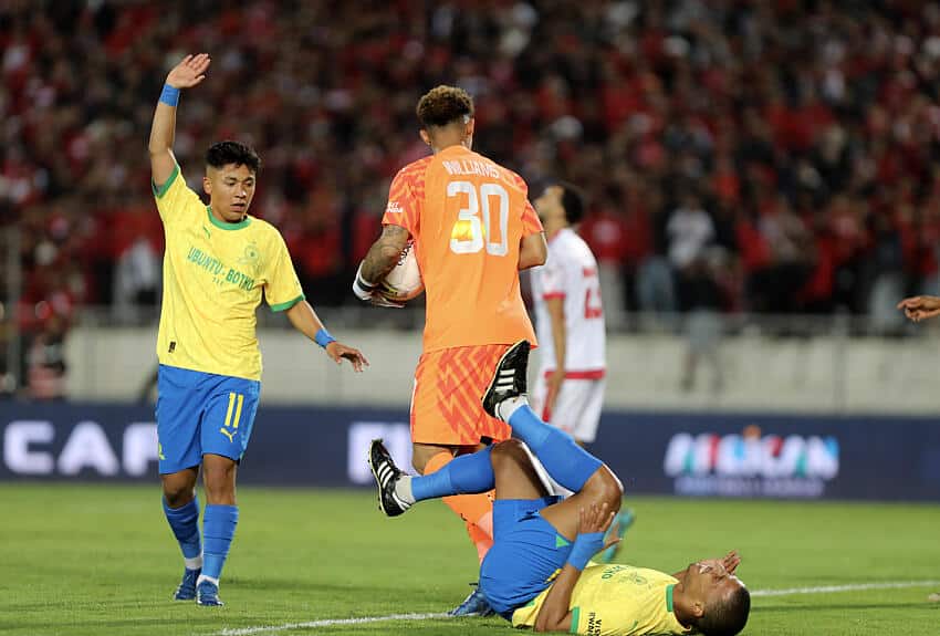 Sundowns get crucial away goal in defeat to Wydad in the African Football League final 2 Mamelodi Sundowns players in action