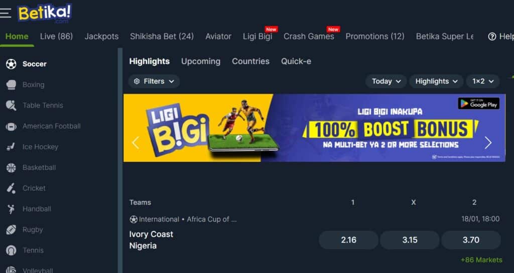 Betika Midweek Jackpot Prediction Free Tips - Ksh 15,000,000 to win 14 betika jackpots step 1