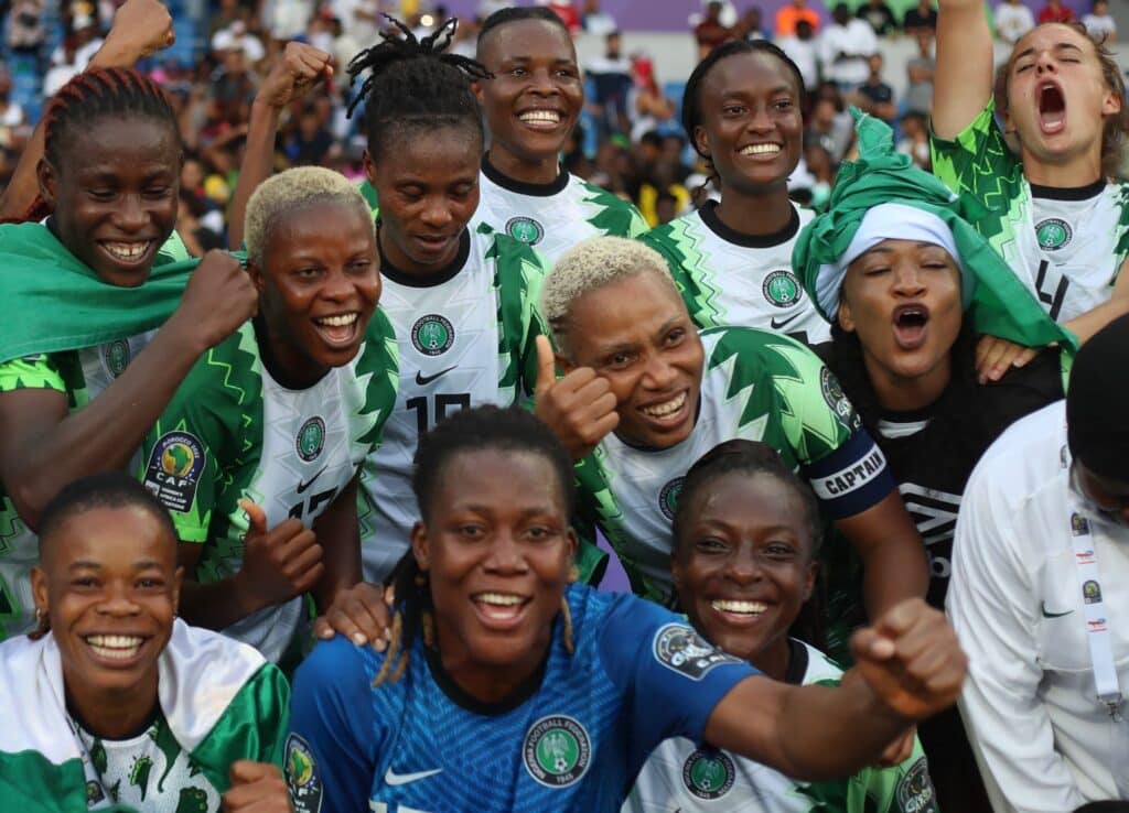 Super Falcons in happy celebration