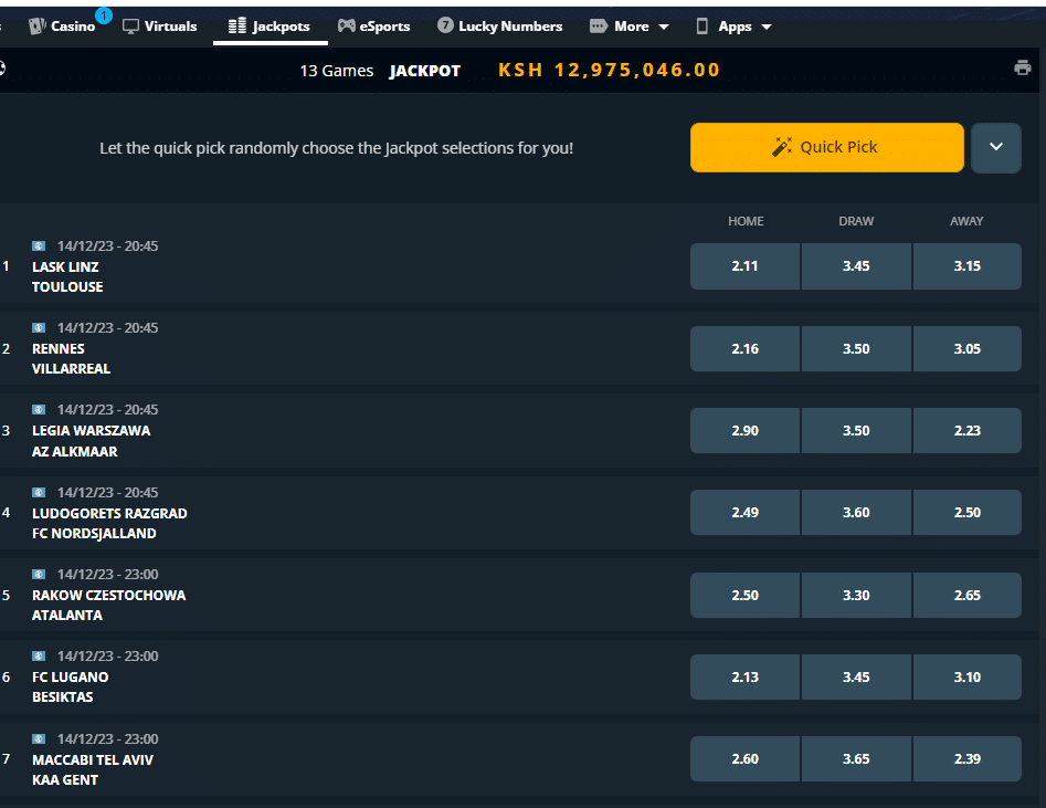 SportPesa Jackpot Prediction Free 13 Midweek Predictions 